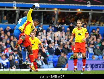 21st January 2012. npower Championship Football - Birmingham City Vs Watford. Steven Caldwell of Birmingham clatters into Marvin Sordell.   Photographer: Paul Roberts/OneUpTop/Alamy. Stock Photo