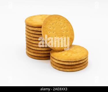 Close up of marie biscuits isolated on a white background Stock Photo