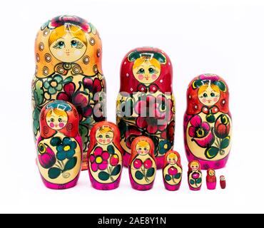 Russian Matryoshka nesting dolls isolated on a white background Stock Photo