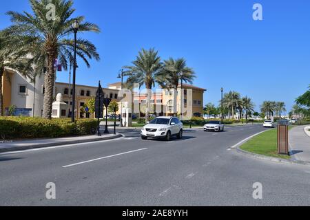 Doha, Qatar - Nov 23. 2019. Road in Medina Centrale is the Town Centre of The Pearl-Qatar Stock Photo