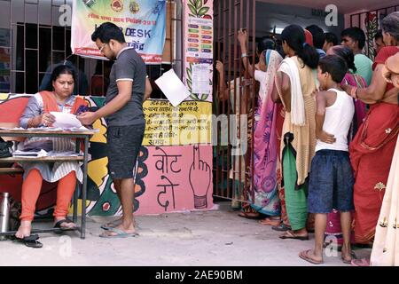 A dedicated booth just for women voter also known as pink booth was set up in all constitencies to encourage women voters to take part in elections. Stock Photo