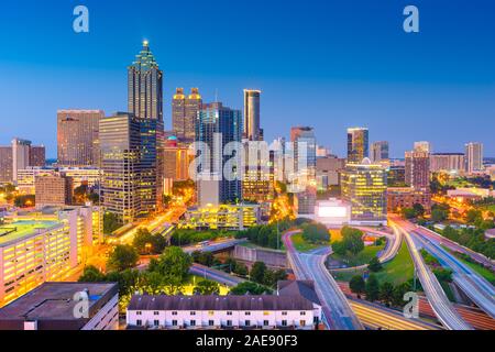 Atlanta, Georgia, USA downtown cityscape from above at twilight. Stock Photo