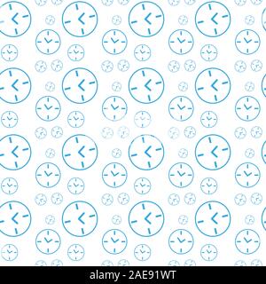 watch time clock dial black and white seamless pattern Stock Vector