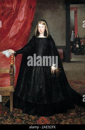 The Infanta Margaret Theresa (1651–73), in mourning dress for her father in 1666, by Juan del Mazo. Margaret Theresa of Spain (1651 – 1673) was, by marriage to Leopold I, Holy Roman Empress, German Queen, Archduchess of Austria and Queen of Hungary and Bohemia. Stock Photo