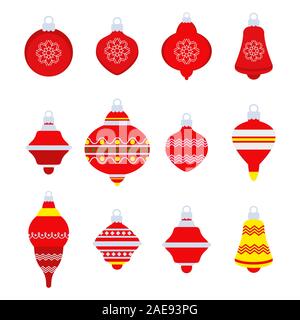 Set of Christmas toys of various shape. Stock Vector
