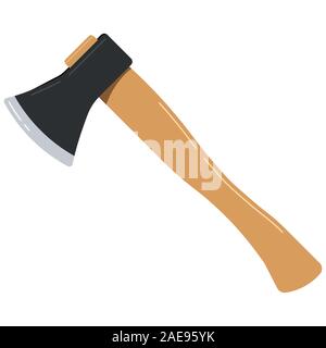 Axe icon isolated on white background flat design cartoon style vector illustration. Stock Vector