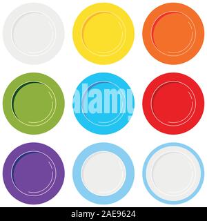 Plate icons set isolated on white background vector illustration Stock Vector