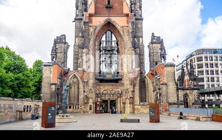 Ruins of St Nicholas Church and bells preserved as World War 2 Monument Altstadt Hamburg Germany Stock Photo