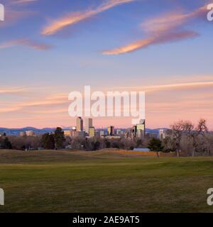 Denver Skyline Wide Angle Stock Photo