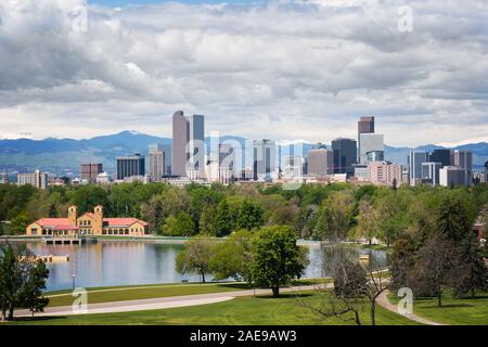 Denver Colorado Skyline on a Cloudy Day Stock Photo