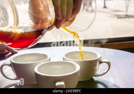 Alternating filter manual brewing of coffee Stock Photo