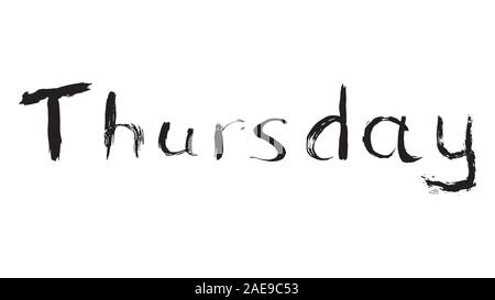 Days of the week are drawn with a brush. Stock Vector