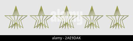 Rated 5 stars, top ranking symbol, minimal vector illustration with depth Stock Vector