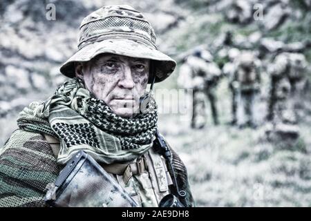 Experienced military army soldier commander close-up portrait Stock ...