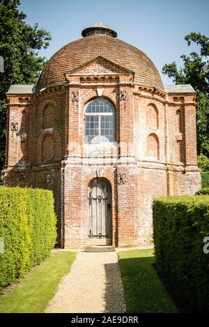 Red-brick Tudor summerhouse at The Vyne, featuring one of the earliest neo-classical domes in England Stock Photo
