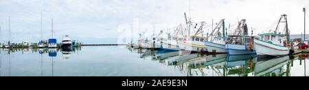 Boatyard, with Fishing Boats in the Gulf of Mexico at Fulton, Texas, USA Stock Photo