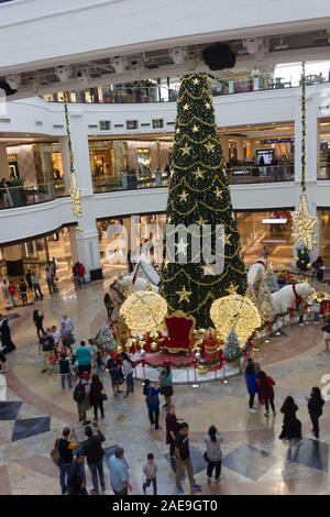 DUBAI, UAE - DECEMBER 25 2017: Mall of the Emirates shopping center interiors during Christmas time Stock Photo