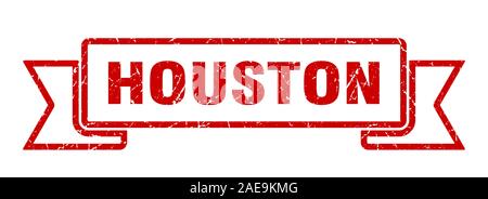 Houston ribbon. Red Houston grunge band sign Stock Vector