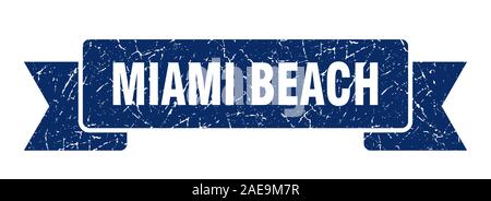 Miami Beach ribbon. Blue Miami Beach grunge band sign Stock Vector