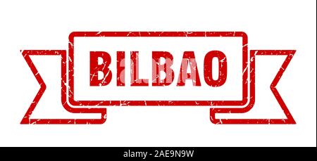 Bilbao ribbon. Red Bilbao grunge band sign Stock Vector