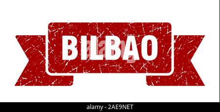 Bilbao ribbon. Red Bilbao grunge band sign Stock Vector