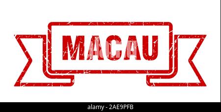 Macau ribbon. Red Macau grunge band sign Stock Vector