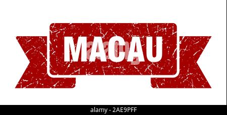 Macau ribbon. Red Macau grunge band sign Stock Vector