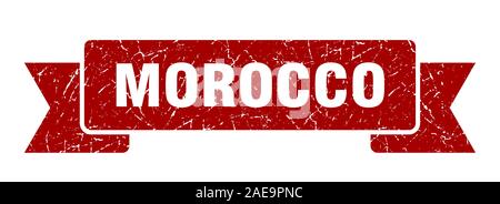 Morocco ribbon. Red Morocco grunge band sign Stock Vector