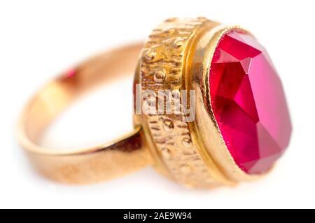 old jewelry ring isolated on a white background Stock Photo