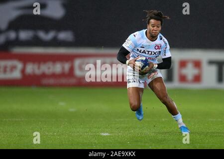 Swansea, UK. 07th Dec, 2019. Teddy Thomas of Racing 92 in action. Heineken champions cup match, pool 4, Ospreys v Racing 92 rugby at the Liberty Stadium in Swansea, South Wales on Saturday 7th December 2019. pic by Andrew Orchard, Credit: Andrew Orchard sports photography/Alamy Live News Stock Photo