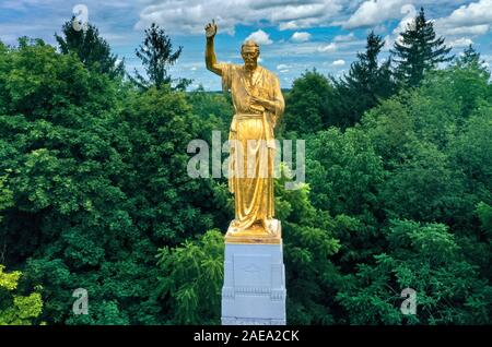 Angel Moroni monument Hill Cumorah New York. The Church of Jesus Christ of Latter-day Saints. Book of Mormon site. Stock Photo