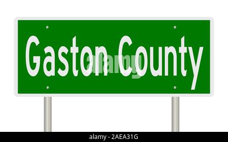 Rendering of a 3d green highway sign for Gaston County Stock Photo