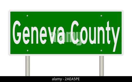 Rendering of a 3d green highway sign for Geneva County Stock Photo