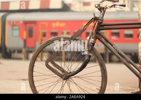 A front wheel of the bycicle Stock Photo