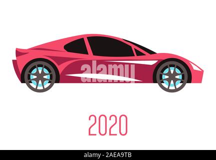 Sedan car model of 2020 side view and automobile evolution Stock Vector
