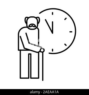 Old man with cane and clocks icon for retirement time Stock Vector