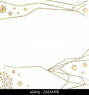 Christmas Festive Background With Gold Glitter Snowflakes Stock Photo ...