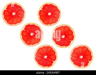 Seamless photo pattern of grapefruit slices on a white background. Seamless pattern for your design. Stock Photo