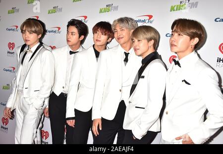 INGLEWOOD, LOS ANGELES, CALIFORNIA, USA - DECEMBER 06: Jin (Kim Seok-jin)  of BTS arrives at 102.7 KIIS FM's Jingle Ball 2019 held at The Forum on  December 6, 2019 in Inglewood, Los