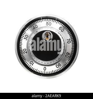 Steel combination lock, closeup. On a white background isolated Stock Photo