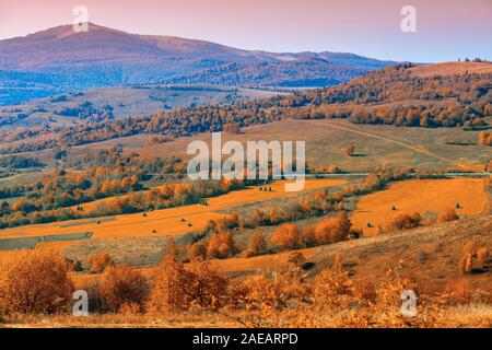 Aerial view of the autumn mountain landscape. Beautiful nature background Stock Photo
