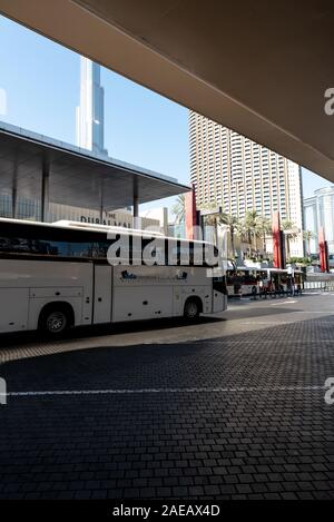 The Dubai Mall Tourist Bus station, Dubai, United Arab Emirates, December 02/ 2019 Stock Photo ...