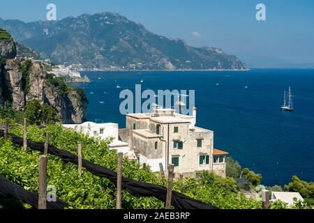 Costiera Amalfitana, Salerno, Campania, Southern Italy: the coast at summer (July). Conca dei Marini Stock Photo