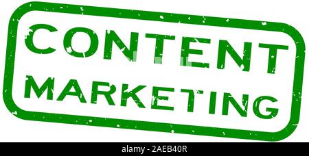 Grunge green content marketing word square rubber seal stamp on white background Stock Vector