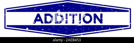 Grunge blue addition word hexagon rubber seal stamp on white background Stock Vector