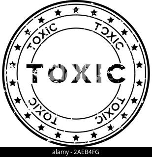 Grunge black toxic word round rubber seal stamp on white background Stock Vector