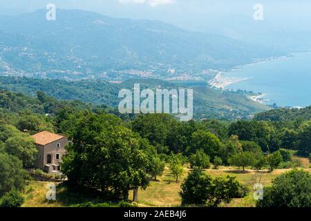 Panoramic view from San Giovanni a Piro, old town in Salerno province, Campania, Southern Italy, at summer Stock Photo