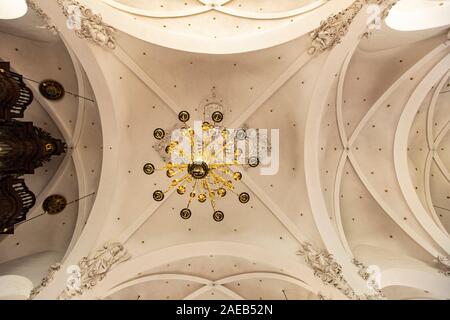 COPENHAGEN, DENMARK - JUNE 14, 2018: Ceiling in the Trinitatis Church in Copenhagen, Denmark. It is an Parish Church built at 1651. Stock Photo