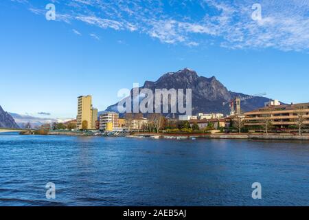 Town of Lecco, Italy in December time Stock Photo