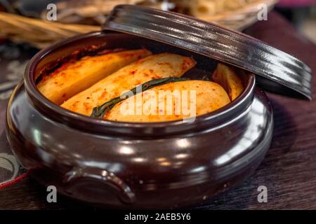 Korean cuisine hot pot with meat and seafood Stock Photo - Alamy